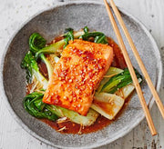 Grilled Salmon and Pesto Zoodles