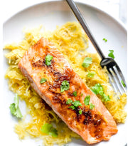 Grilled Salmon and Pesto Zoodles
