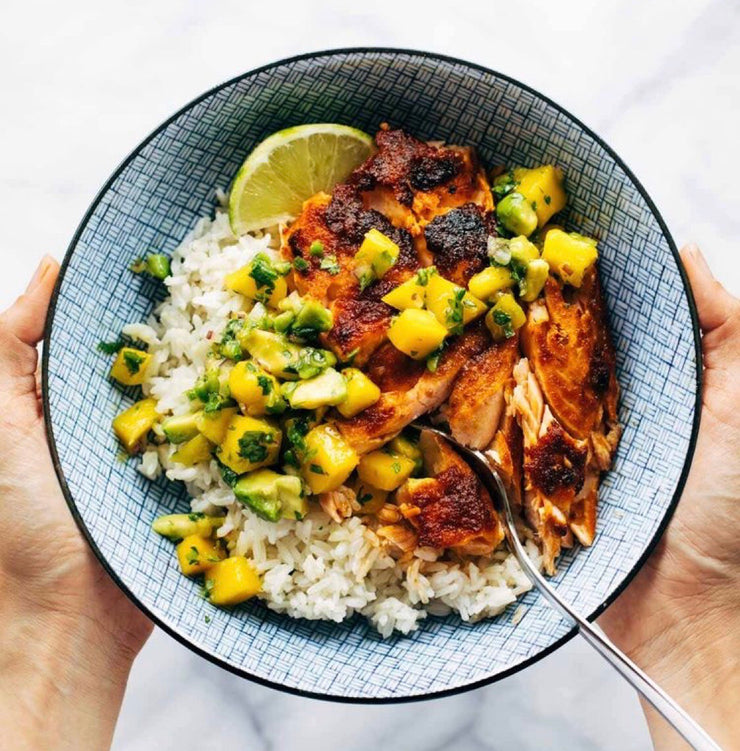 Grilled Salmon and Pesto Zoodles