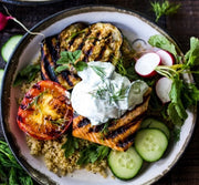 Grilled Salmon and Pesto Zoodles