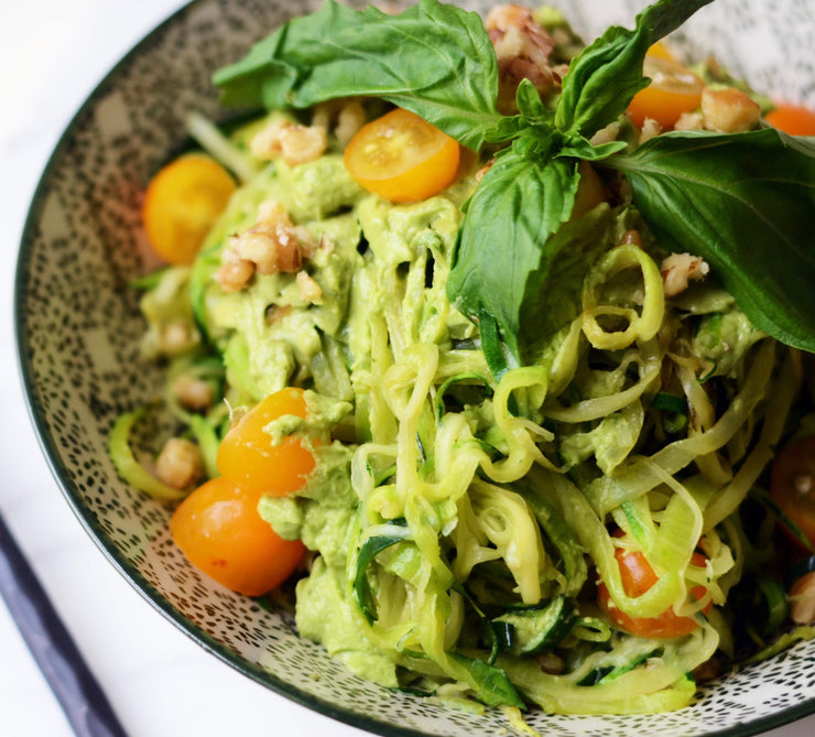 Grilled Salmon and Pesto Zoodles