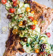 Grilled Salmon and Pesto Zoodles